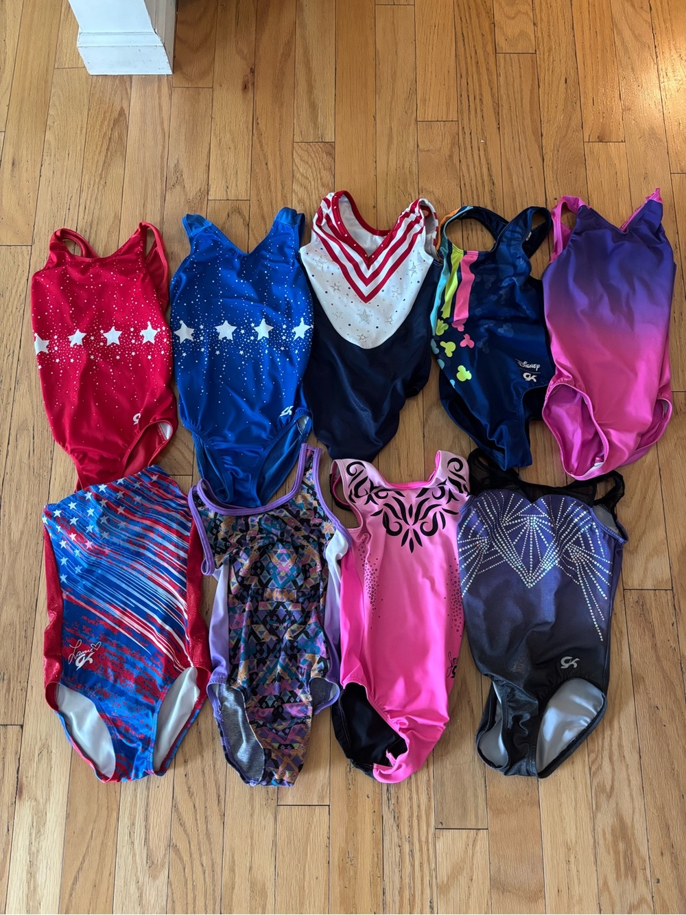 GK Kids Assorted One-Piece Leotard Set in Red, Blue, Pink, Purple & Black